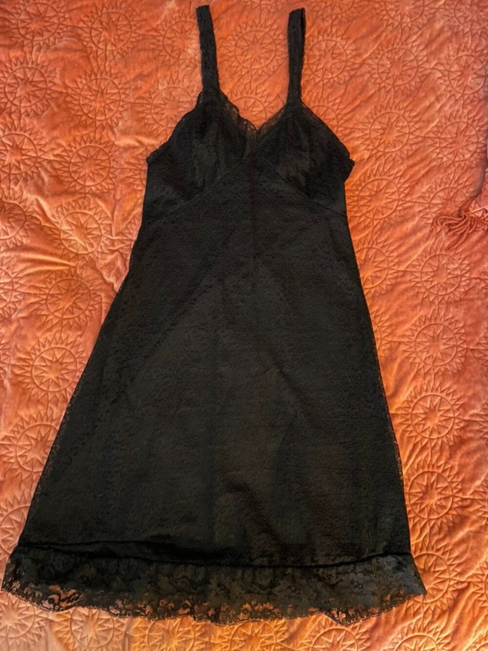 Vintage Black Lace slip dress